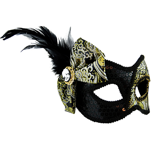 Masquerade Mask - Black w/Side Bow
