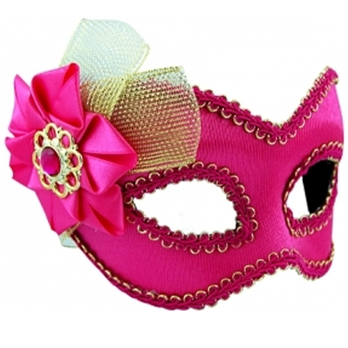 Masquerade Mask - Pink w/Tulle & Bow