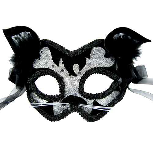 Masquerade Mask - Black Cat Style image