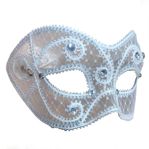 Masquerade Mask - White Lace Design image