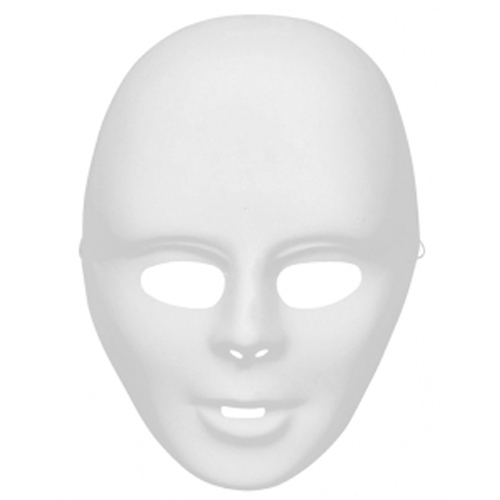 Coloured Plastic Face Mask - White image