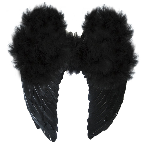 Large Feather Angel Wings - Black image