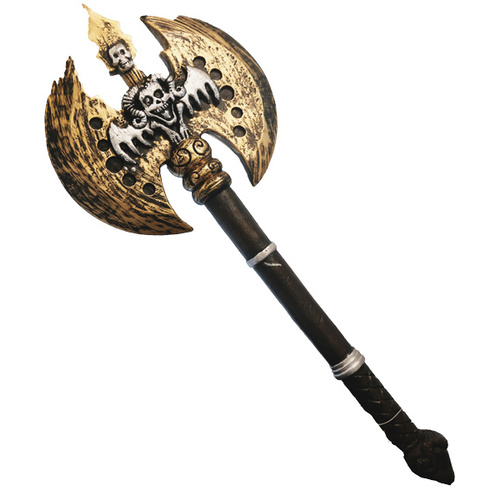 Warlock Double Bladed Axe - Gold/ Silver/ Wood image