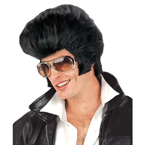 Oversize Rock n Roll Elvis Wig - Black image