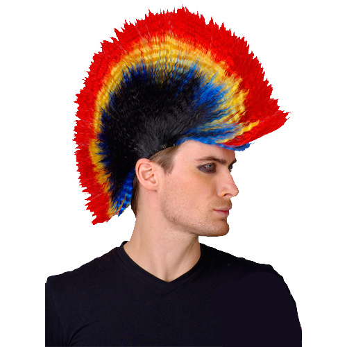 Punk Mohawk Wig - Rainbow/Black