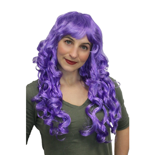 Curly Glamour Wig w/Fringe - Purple