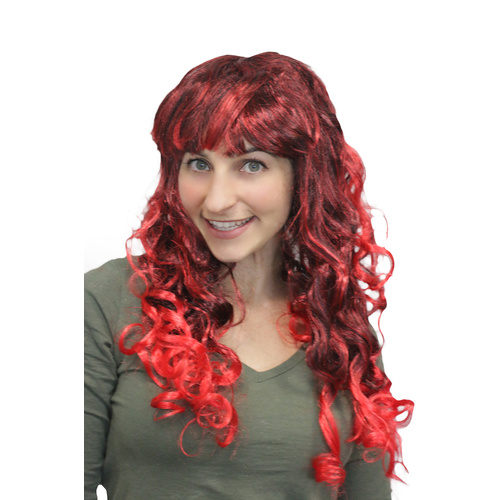 Curly Glamour Wig w/Fringe - Red