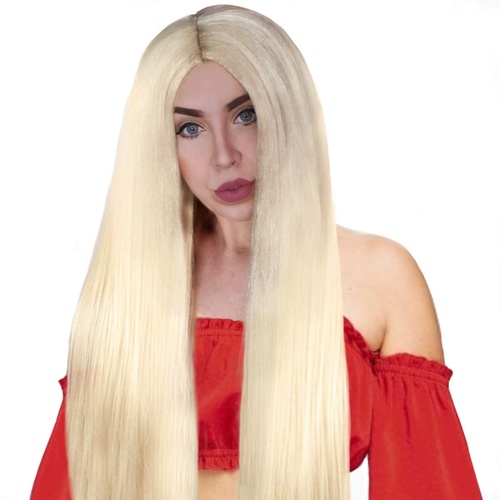Deluxe Long Blonde Centre Part Wig image