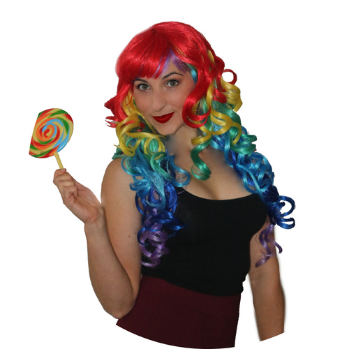 Deluxe Rainbow Curly Wig